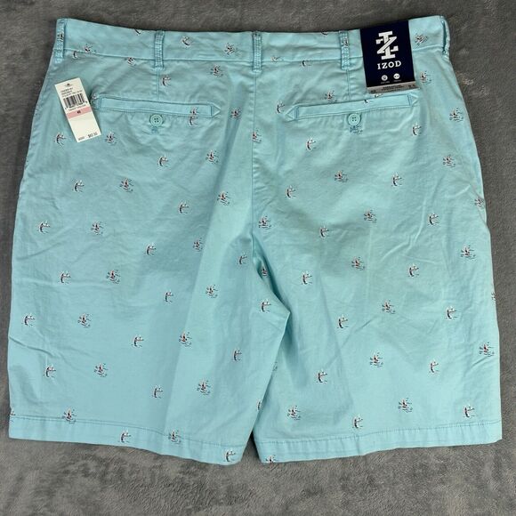 IZOD Shorts Mens‎ 40 Harborside Printed Blue Twill w/ Sailboats 9.5"  New $62 - Picture 2 of 12
